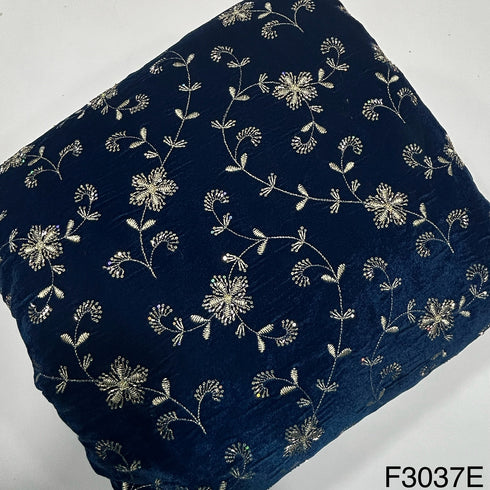 Zari Sequins Embroidered Velvet Fabric-F3037